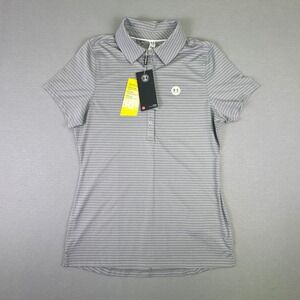 Under Armour‎ Men's Golf HeatGear Polo Grey & White Size Small Stripes UPF 50+